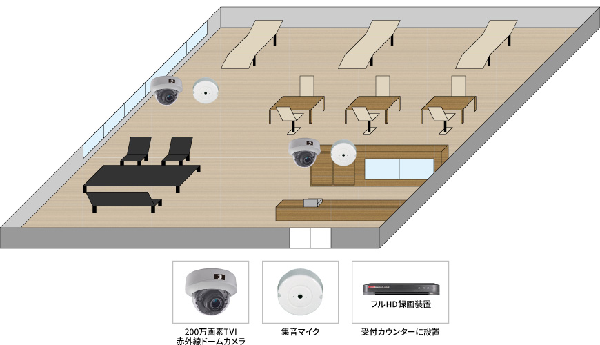 【まつ毛エクステ・ネイルサロン】音声付店舗管理監視カメラの防犯設備設置図面